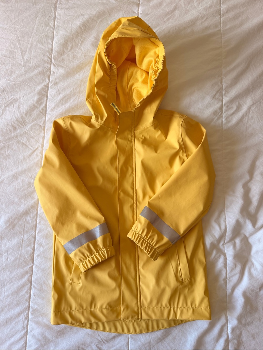 Cat & Jack Yellow Hooded Kids Raincoat with Reflective Cuffs 5T
